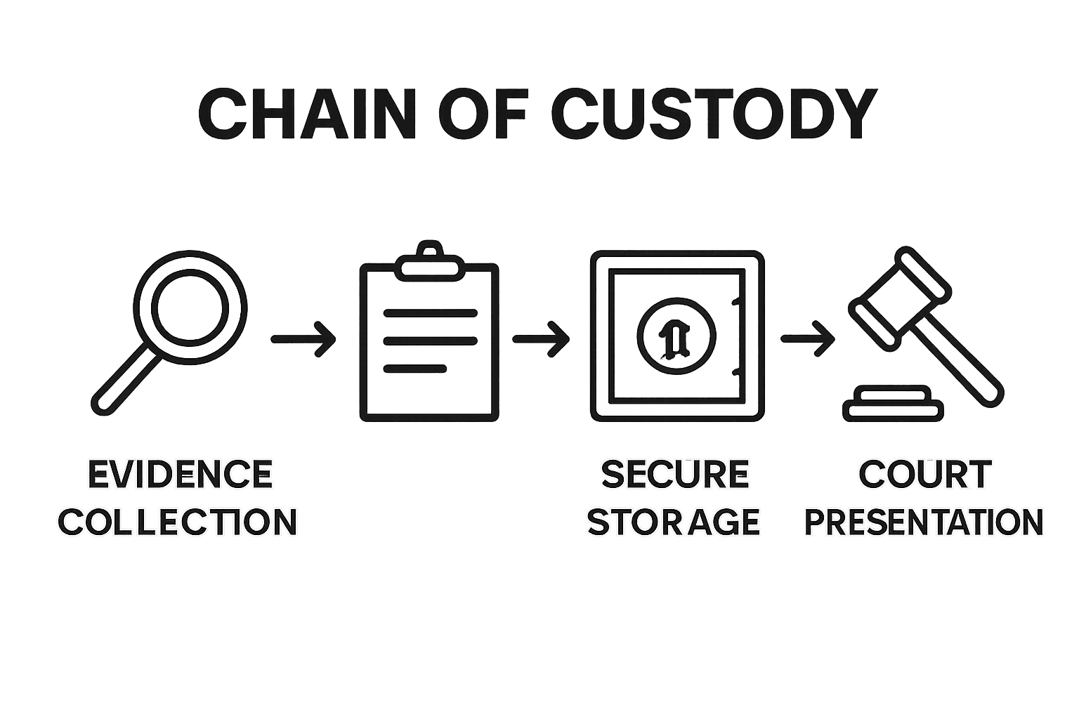 Chain of custody procedure flowchart with four steps