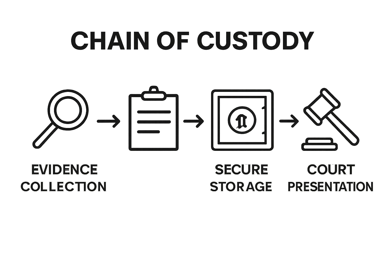 Chain of custody procedure flowchart with four steps