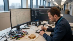 Forensic investigator preparing digital evidence workspace