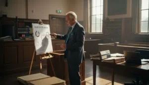 Forensic scientist presenting evidence in court