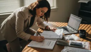 Forensic analyst documents evidence in office