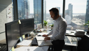 IT manager coordinating incident response in office