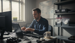 Investigator handling forensic data recovery process