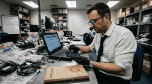 Forensic analyst handling digital device evidence