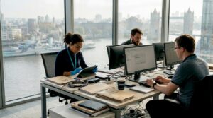 Digital forensics team working in UK office