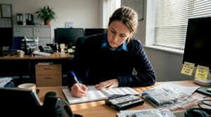 Forensics analyst logging digital evidence chain