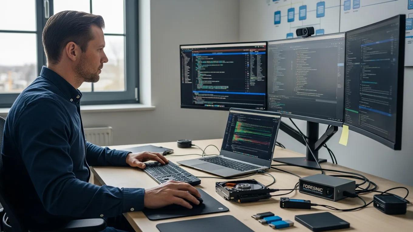 What to Expect From Digital Forensic Investigations 1 digital forensic investigator analyzing data in a modern office setting 65cd9ca9 1577 4297 bb08 03f0bcb7c7cb