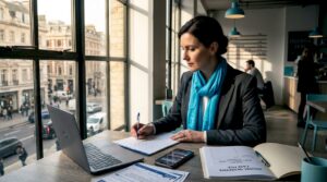 Lawyer analyzing social media evidence documents