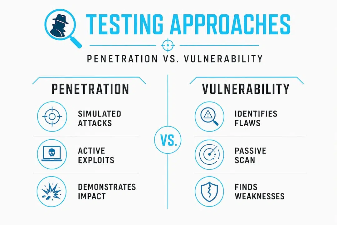 Penetration testing: a clear guide for UK legal teams 1 Infographic comparing penetration and vulnerability testing