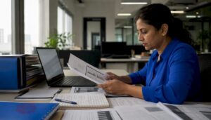 Forensic investigator reviewing encryption reports