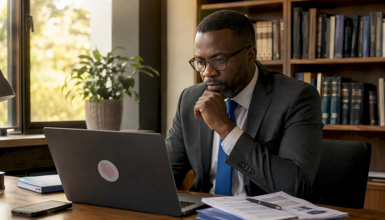 Real life examples of cyber crime: UK cases explained 2 Digital forensic investigator typing on laptop
