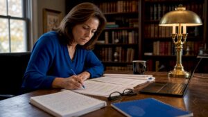 Legal investigator reviewing investigation workflow files