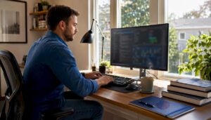 Cybersecurity analyst working on data breach