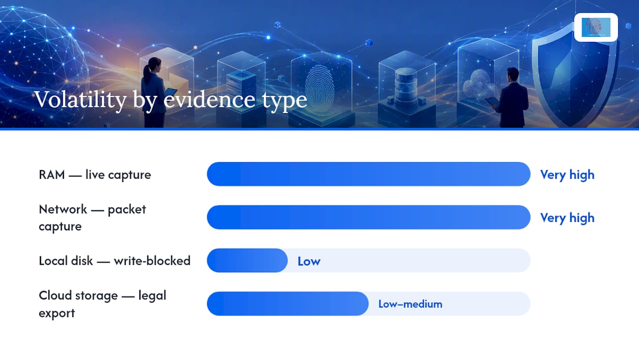 Digital evidence in cyber security: a guide for legal and security professionals 1 Diagram of digital evidence volatility and preservation methods