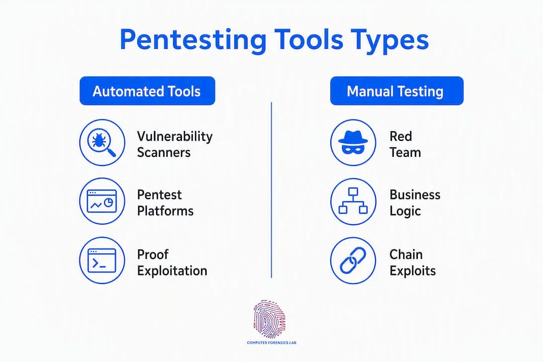 Automated penetration testing tools: the 2026 UK guide 1 Infographic showing penetration testing tool categories