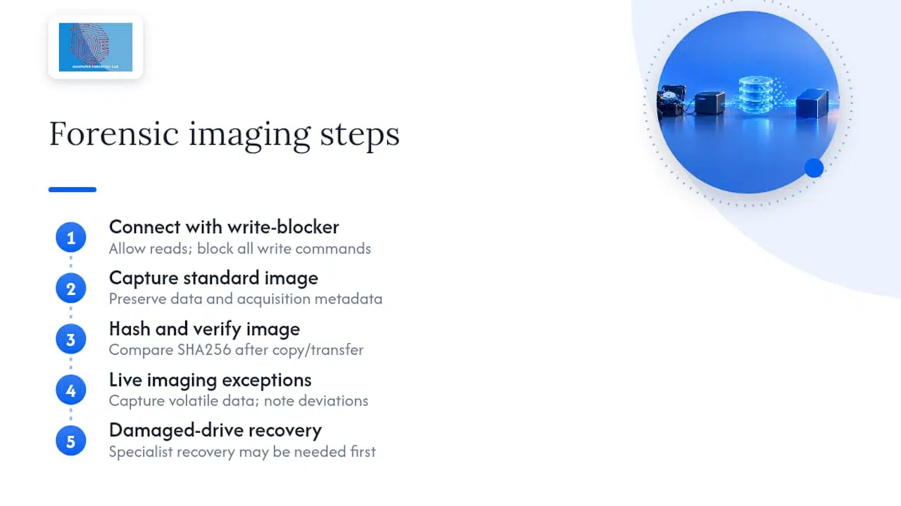 Computer Forensics Toolkit: 5 Court Ready Steps for Legal Teams 1 Detailed description of forensic imaging tools and techniques — overview diagram