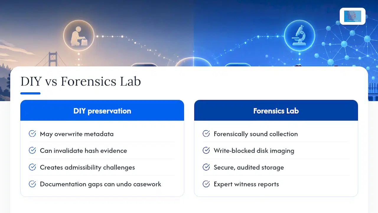Chain of Custody for Lawyers: Physical & Digital Evidence Checklist 2 Where Computer Forensics Lab fits when the stakes are high — overview diagram