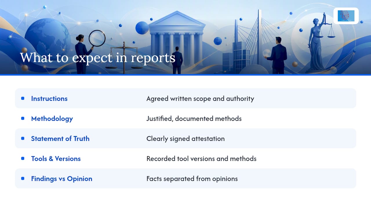 9 Elements Every Written Expert Testimony Must Include for Legal Teams 1 Expert witness reports for digital evidence: what to expect — overview diagram