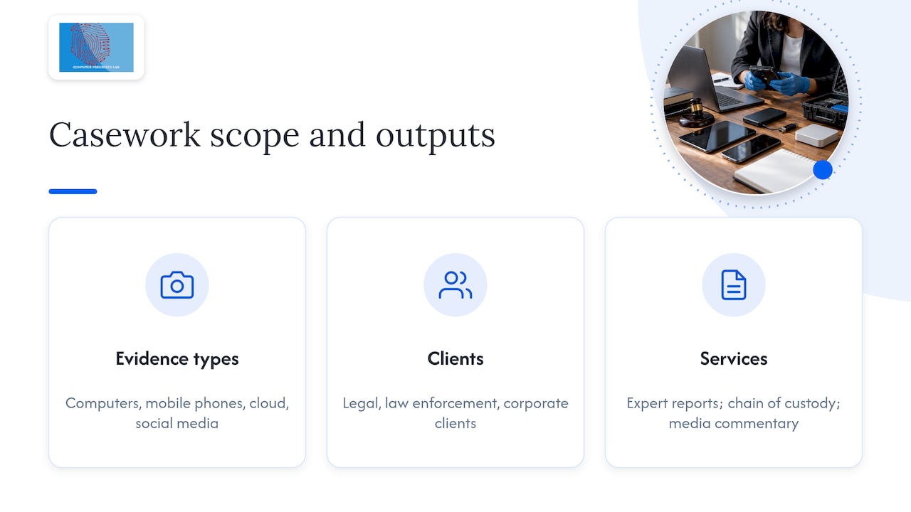 3 Checks Practitioners Need From Digital Forensics News 1 What our casework and background bring to this analysis — overview diagram