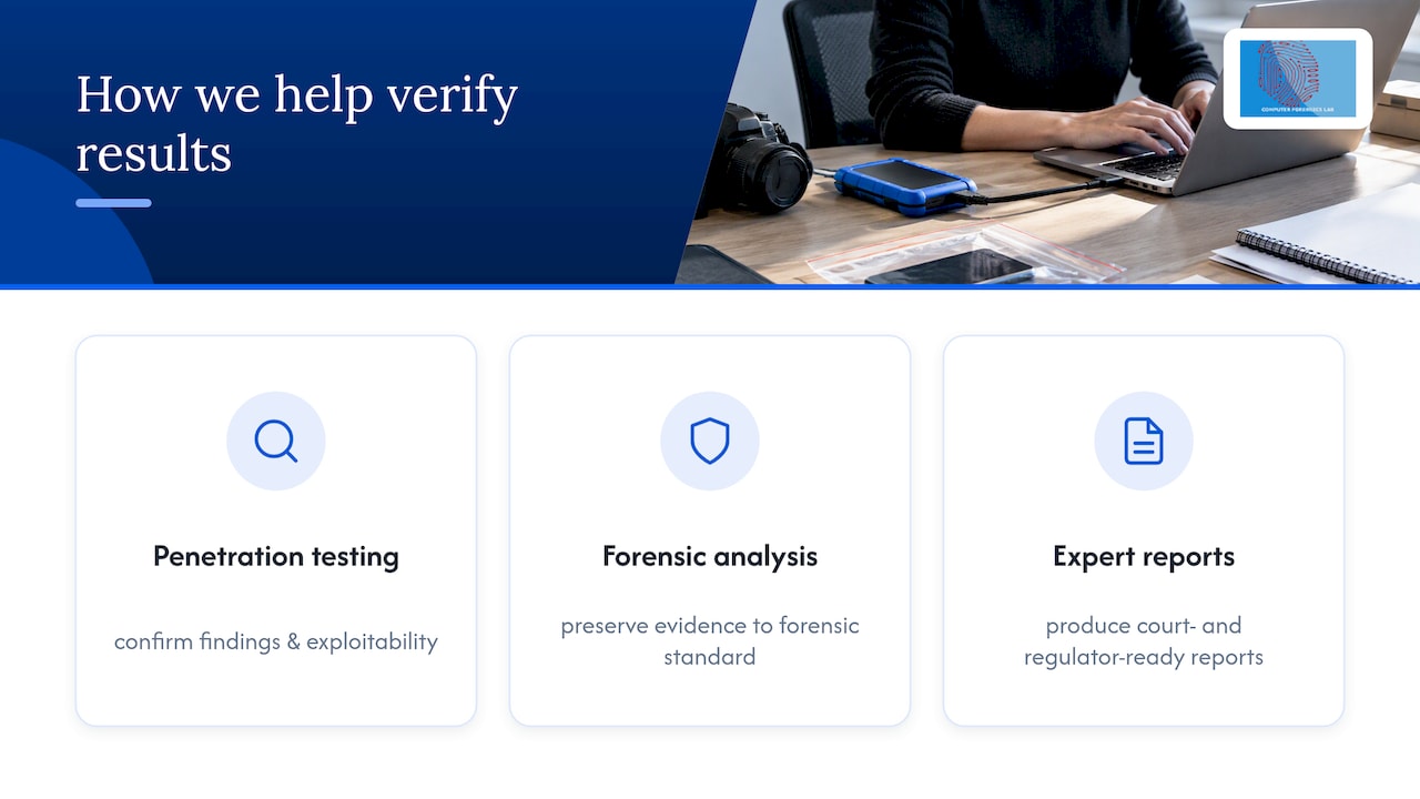Security leaders: 173 APTS checks to vet automated penetration testing 2 How we can help you verify and apply automated testing results — overview diagram